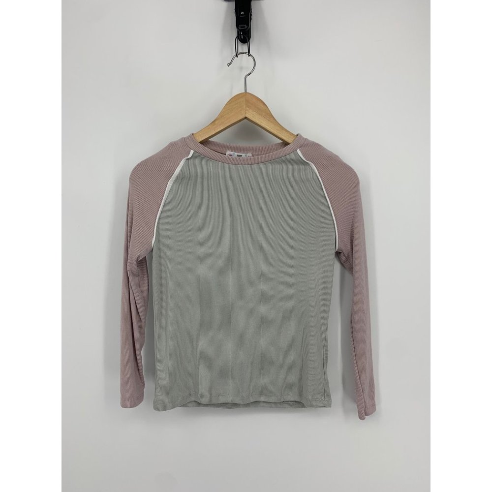 Poof New York Long Sleeve Color Block Ribbed Top NEW
